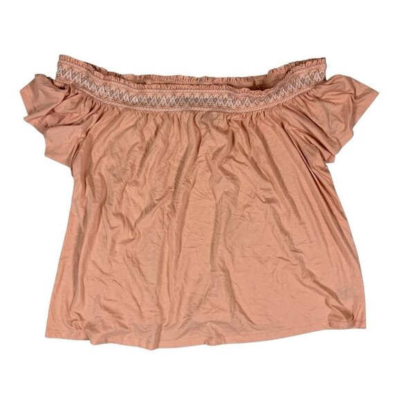 torrid Tops - Torrid Peach Off‎ Shoulder Top 4 Plus Size Smocked Neckline Flowy Boho NWT
